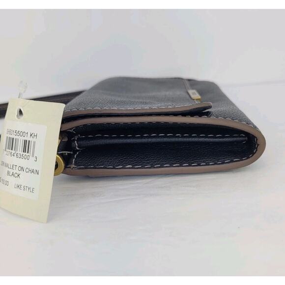 Fossil Women's Jori Wallet On Chain Black Crossbody SHB3155001 Flap Leather Club - Picture 6 of 11